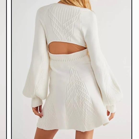 Free People Emmaline Mini Sweater Dress White Size Large - Picture 8 of 11